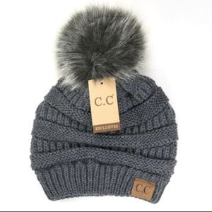 *SOLD* C.C Beanie Dark Grey with Matching Pom NEW!